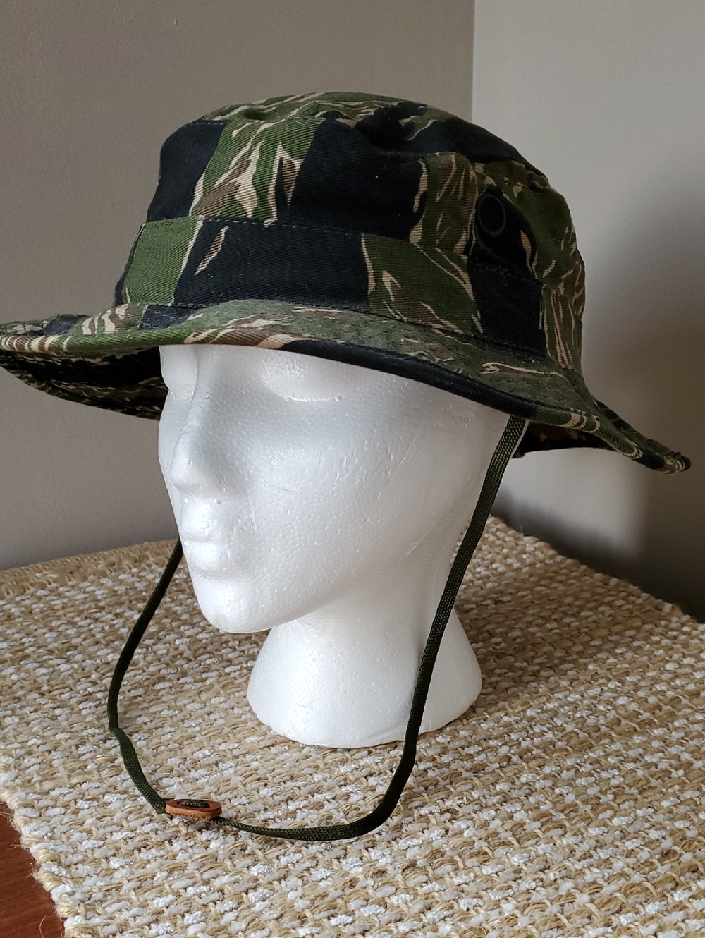 US ARMY Tiger Camo Boonie Hat Vintage 1970 Size 7.5